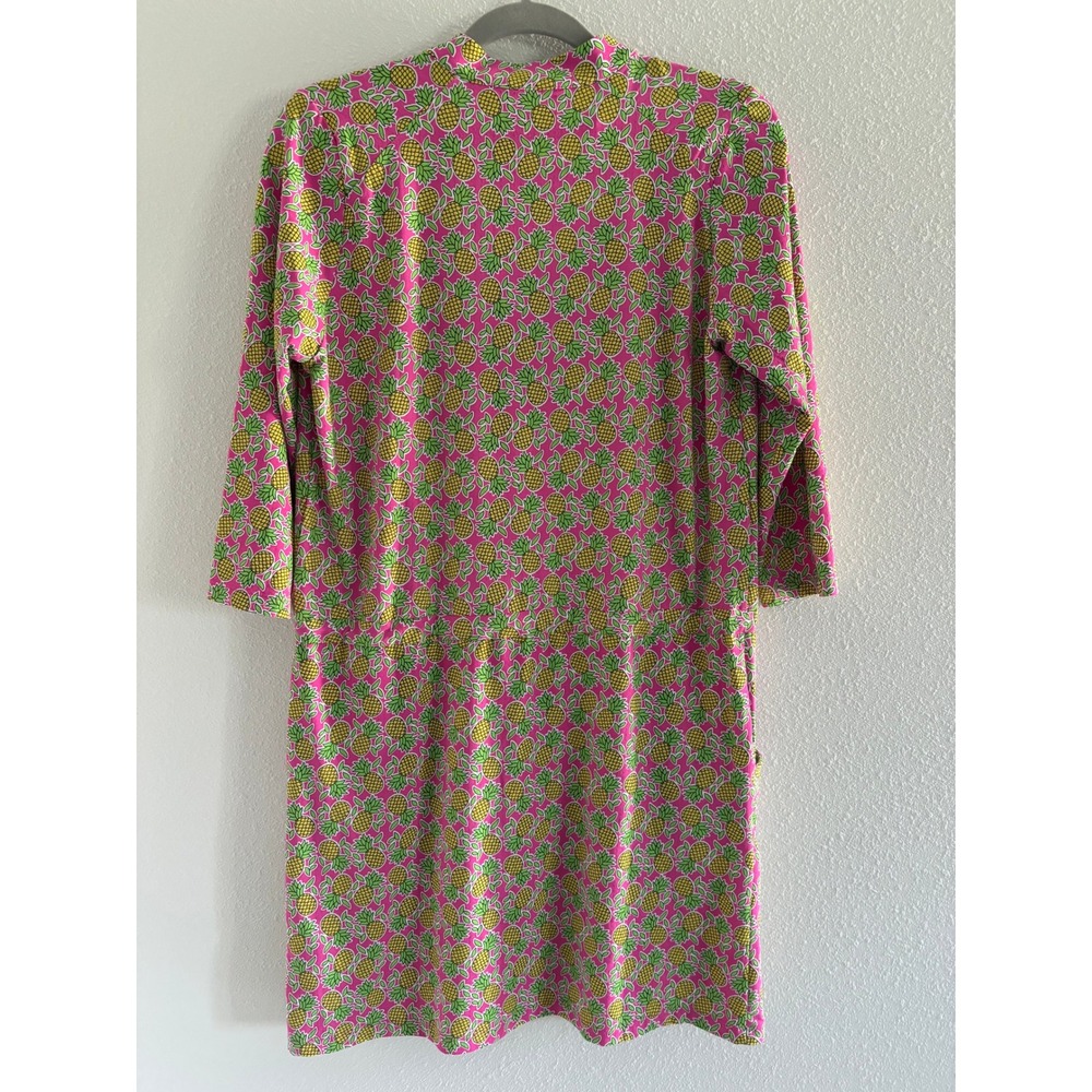 Ibkul Dress Medium Pink Pineapple 3/4‎ Sleeve Mock Neck Stretch Golf Tennis UPF - Picture 3 of 5